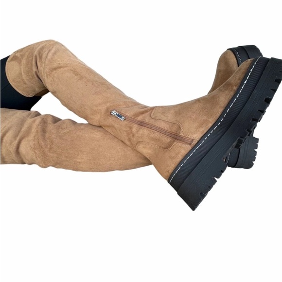 Marc Fisher Tan Suede Heeled over the knee Boots - Picture 2 of 12